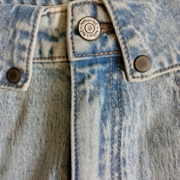 New Willow & Root Sz 34 washed denim raw hem folded up waist distressed shorts - Picture 5 of 11